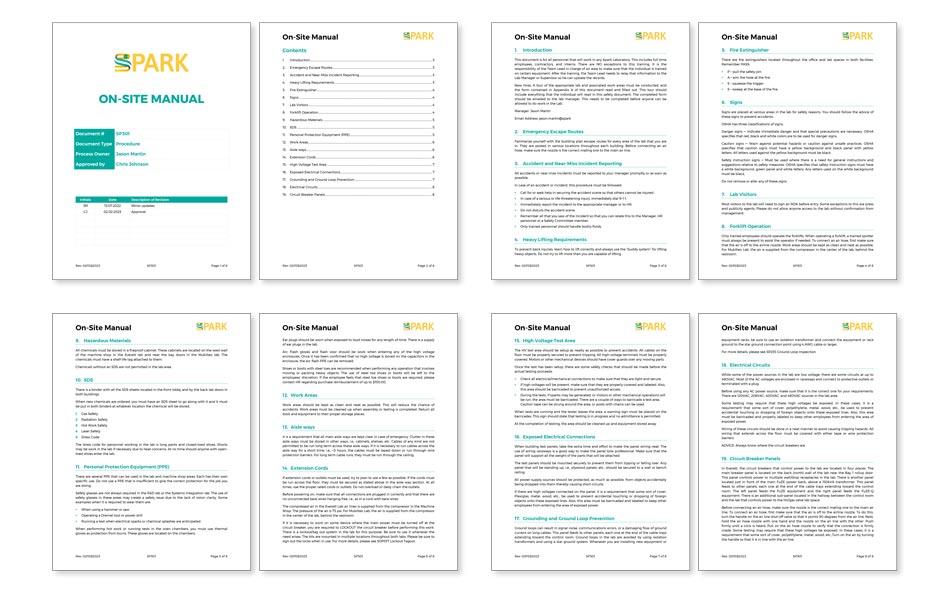 On-site manual smartly formatted for electrical company.