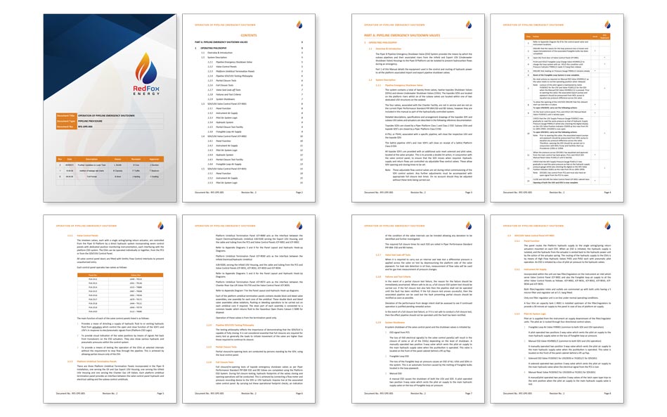 Energy consultancy documentation with indented numbering format and tables.