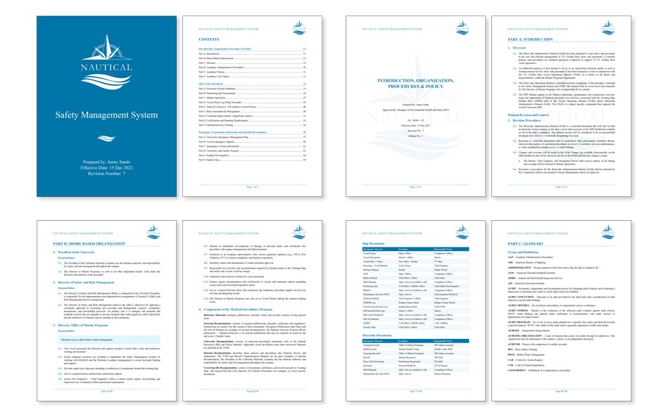 Nautical safety management system formatting example.