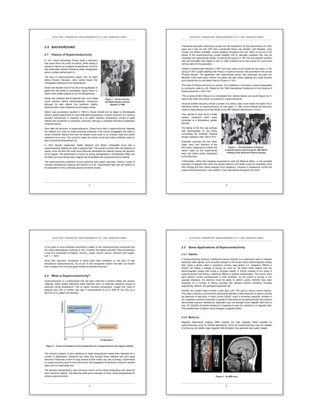 Physics dissertation on superconductivity with graphs, tables and formulae for mobile.