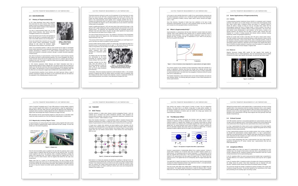 Physics dissertation on superconductivity with graphs, tables and formulae.